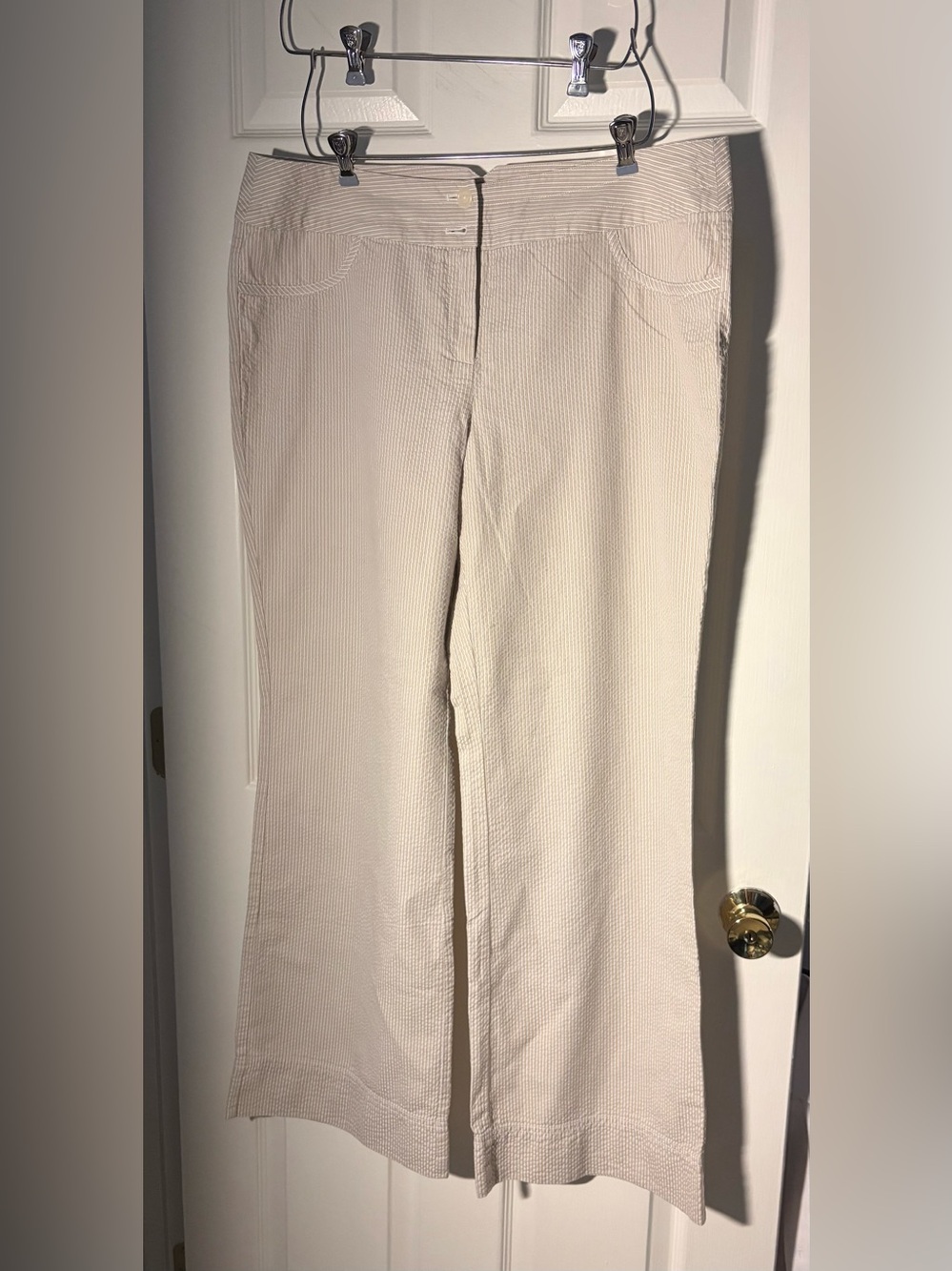 NWOT J.Jill Cream Stripe Seersucker Wide-Leg Pants